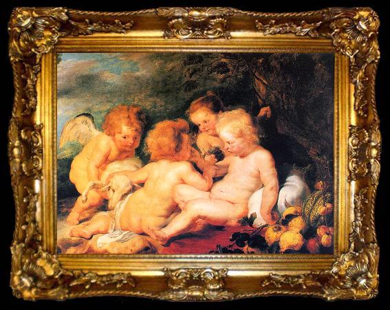 framed  Peter Paul Rubens Christ and St.John with Angels, ta009-2